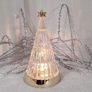 #ACU Vintage Avon Crystal Holiday Tree with a light-up base. 
